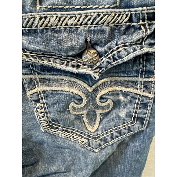 Rock Revival Jeans Mens 34x31 Ronnie Bootcut Blue Premium Embellished Denim - Picture 8 of 11